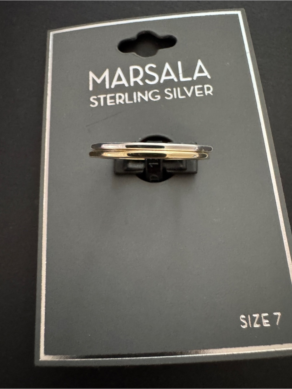 Marsala Sterling Silver Two-Tone Band Ring - Size 7